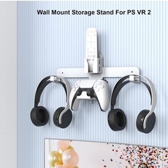 PS VR2用壁掛け金具 PSVR2用収納スタンド ホルダー PS VR2ヘッドセット/PS5コントローラー/VR2 コントローラー/PS5 ワイヤレスヘッドセット/メディアリモコン全収納壁掛けスタンド スペース節約 アクセサリーをきちんと整理の画像