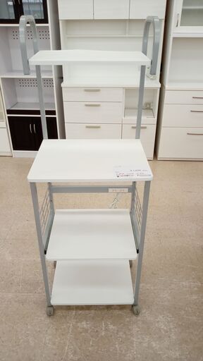 ★ジモティ割あり★  レンジ台 白 H142×D43×W49 クリーニング済み TJ5973