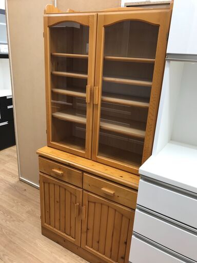 ★ジモティ割あり★ 食器棚　茶色　ナチュラル　H171×W80×D42　クリーニング済み　KJ5137\t\t\t