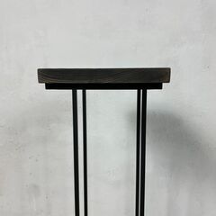 ✨🔔期間限定・特別価格🔔✨コの字型 天然木サイドテーブル アイアンフレーム 中古家具 異素材コーナーテーブルの画像