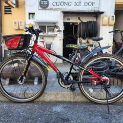 24インチ 6段変速 オートライト 自転車 TiMBRO 黒/赤 前面カゴ付き Amazon | 自転車 ママチャリ 27インチ 6段変速ギア LED オート
