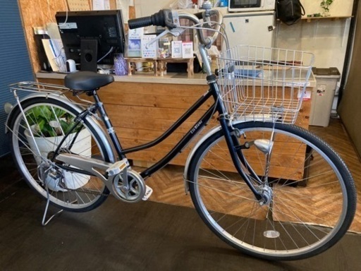 【前後タイヤ・チューブ新品！】 LEDオートライト　6段変速　27インチ自転車　ブラック