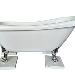 猫足バスタブ 置き型 置き型 お風呂 浴槽 猫脚 浴室 ヨーロピアン アンティーク 洋風 おしゃれ かわいい 白 ホワイト リフォーム DIY FRP製 幅150cm の画像