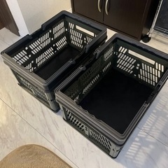 カインズ Kumimoku 取っ手付き折りたたみコンテナ L グリーン＆ブラックの画像