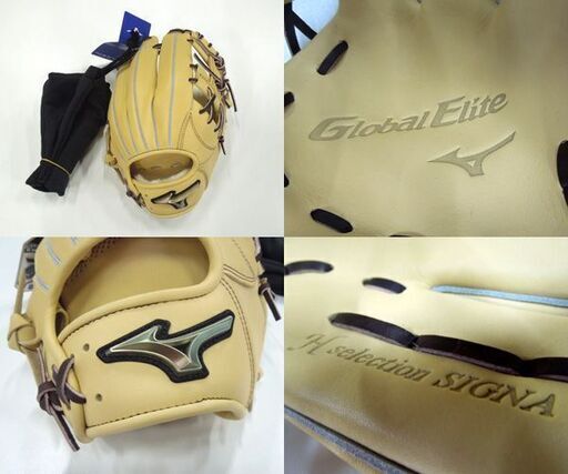 新品 MIZUNO タグ付き 軟式用 グローブ グローバルエリート Hselection SIGNA 内野手用 サイズ9 ゴールド 1