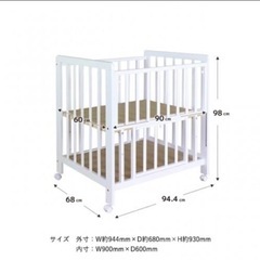 ベビーベッド　半年使用美品   モカ色の画像