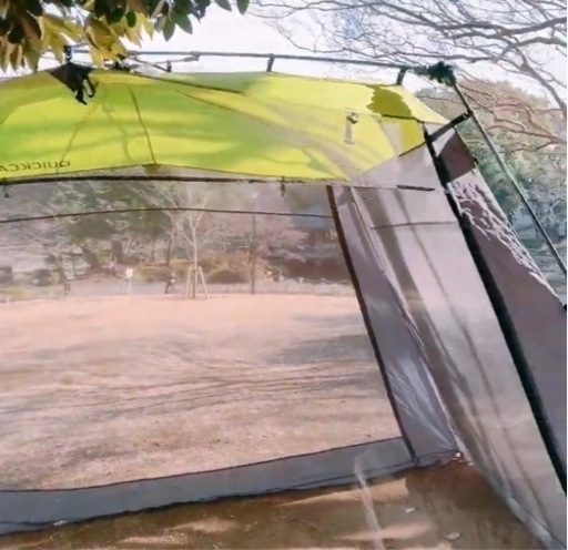 クイックキャンプ　ワンタッチ　ワイドスクリーンタープ　4m✖️2.8m グリーン