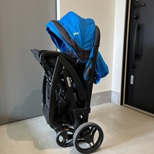 2人乗りベビーカー　joie ブルー　レインカバー　
二人乗りベビーカー