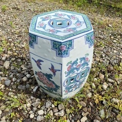 ガーデンチェア　ガーデニング　陶磁器　陶器製　スツール　六角形　花台　