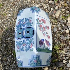 ガーデンチェア ガーデニング 陶磁器 陶器製 スツール 六角形 花台