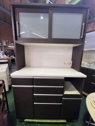 ニトリ　食器棚　W1200 レンジボード　KRISNA 120KB-DBR 中古美品