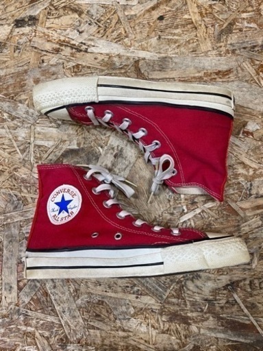 C(6303) 80s CONVERS ALL STAR USA製 コンバース オールスター ハイカット キャンバス 赤 USA 3.5 22.5cm CONVERSE ALLSTAR HI 1980年代