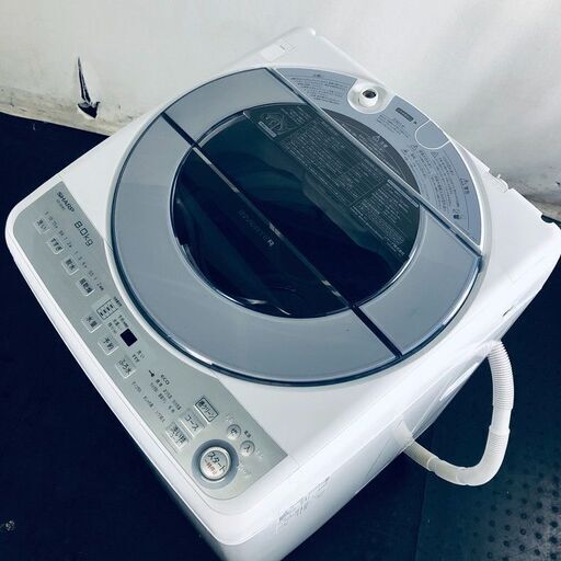 ID:sg217905 シャープ SHARP 洗濯機 一人暮らし 大きめ 中古 2018年製 全自動洗濯機 8.0kg シルバー 送風 乾燥機能付き ES-GV8C-S  【リユース品：状態B】【送料無料】【設置費用無料】