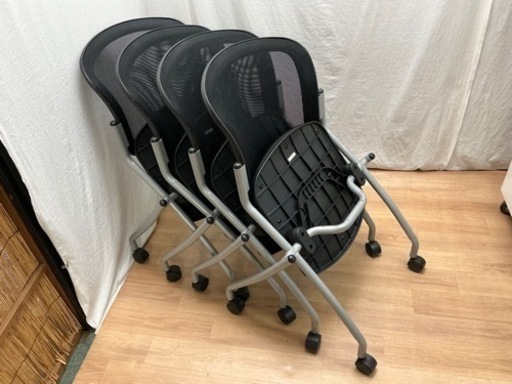 SJ227【オフィスチェア】4脚セット　ハイランクチェア　