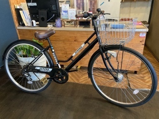 【前後タイヤ・後輪チューブ新品！】 LEDオートライト　6段変速　27インチ自転車　マットブラック