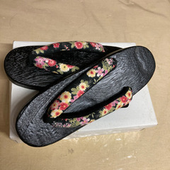 女性用 下駄  花柄  23.0~24.5cm  新品未使用品