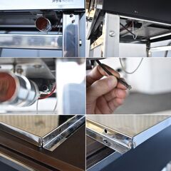 ≪zyt1470ジ≫ オザキ 業務用ガステーブル フランスレンジ ヒートトップレンジ フィントップレンジ LPガス用 専用架台付属 部品欠損/動作未確認/現状品 60421-03の画像