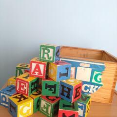 ヴィンテージ積み木　木製アルファベットブロック　48個