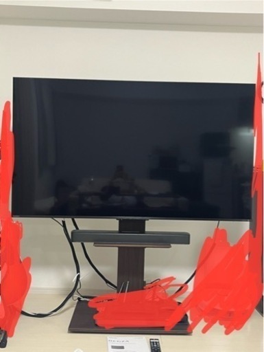 【5月末に削除】【計137,000円相当】【約1年使用】 65インチテレビ、テレビ台セット