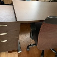 キャスター付きデスクサイドワゴン　ダークブラウン　家具 収納家具 キャビネットの画像