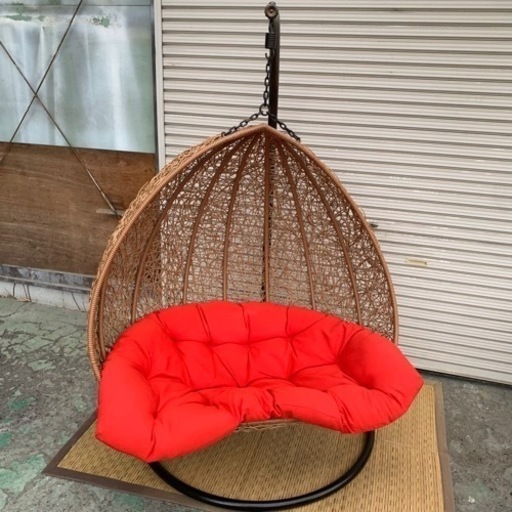 【取引中】C008 ハンギングチェア 家具 椅子 イス ゆりかご ハンモック椅子　2人掛け ガーデンチェア