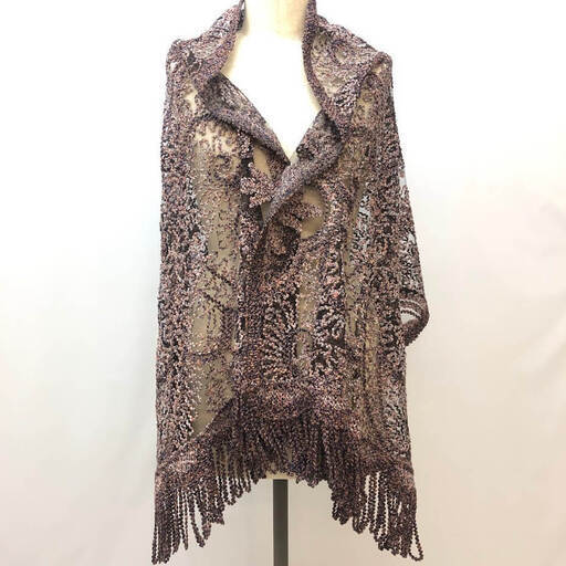 ss6390 無月 泥染絣 ショール 元箱付 奄美大島 MUGETSU 絣糸 刺繍