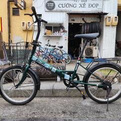 折りたたみ自転車　２０インチ　カゴ　緑 付き　配達可能