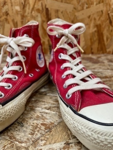 a(6310) 80s USA製 コンバース ALLSTAR US3 チャックテイラー 赤 ハイカット 22cm CONVERSE デ