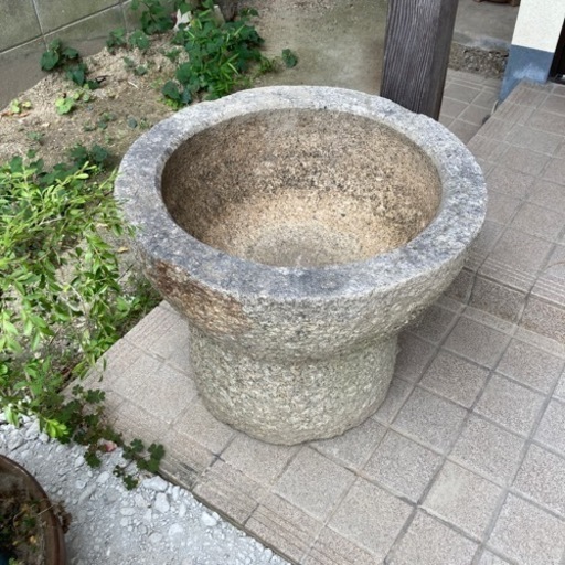 アンティーク レトロ 石臼 餅つき 水鉢 もちつき臼 餅つき用臼 3升用 鉢型 御影石 みかげいし 家庭用 餅
