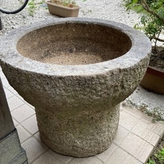 直接引き取り限定岡山県石臼 餅臼 餅つき 正月 盆栽鉢オブジェ 置物
