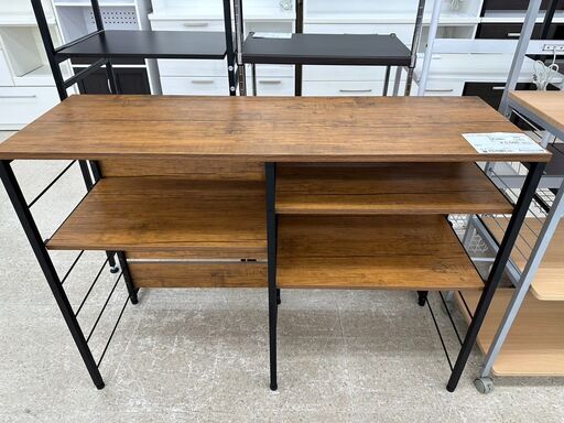 ★ジモティ割あり★  キッチンカウンター 茶 H85.5×D56.5×W120 クリーニング済み TJ6011