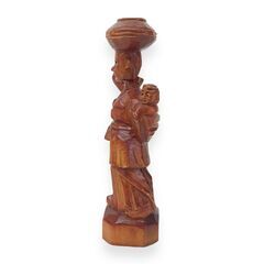 24Y298 ジ1 木彫り人形 2体セット 21cm 民芸品 置物 中古品の画像