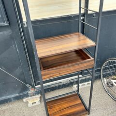 苫小牧発 スチール×木目調キャビネット スチールラック 収納家具...