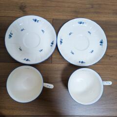 【美品】ノリタケ NORITAKE クラフトーン CRAFTONE ブルーフラワー カップ ＆ ソーサー の画像