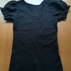 ◆レース袖のカットソー(黒)TOPS/ Tシャツ/ワンピのインナーとしても！◆の画像