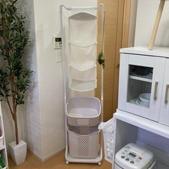 ランドリーラック　洗濯　カゴ　　白　ホワイト