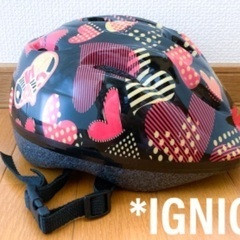 IGNIO　イグニオ　キッズ　ヘルメット　子供用　49〜57 ブラック　ハート　女の子　自転車の画像