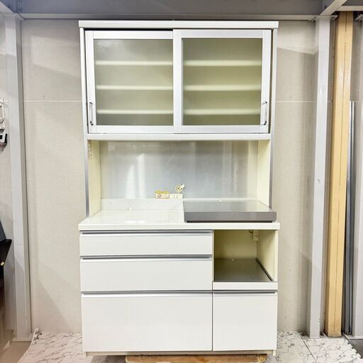 【激安ゲリラセール！！】17870  パモウナ 2枚ガラス扉　キッチンボード　幅120cm   ◆大阪市内・東大阪市他 6,000円以