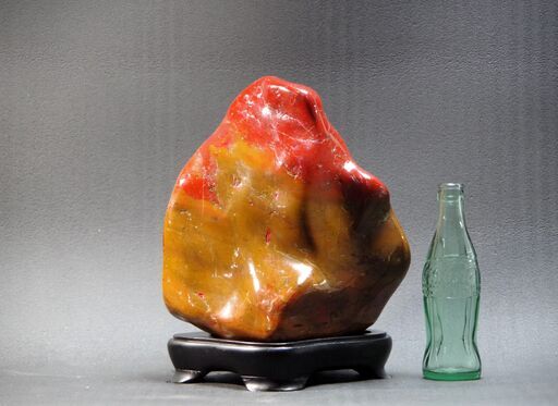 佐渡赤石13.9㎏　赤玉石　ジャスパー　水石　鑑賞石　山型石　磨き仕上げ