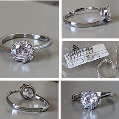 キュービックジルコニアシルバーリング（新品）調整可能の画像