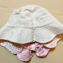 MIKIHOUSE ミキハウス ベビー帽/44-46Sサイズ 花柄 リボンの画像