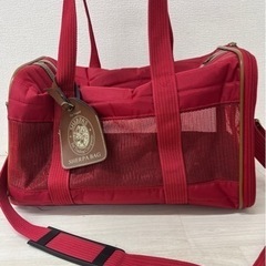 【中古品】ペットキャリー ショルダータイプ キャリーバッグ わんちゃん 猫ちゃん Mサイズ 赤 2way ペットキャリーケースの画像