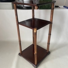 茶道具 二重棚 竹柱四方棚 更好棚　片側デザインカット有り 山雲...
