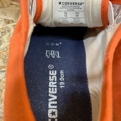 C(6316) CONVERSE コンバース JACK PURCELL ジャックパーセル 19cm オレンジ 紐なし 中古品の画像