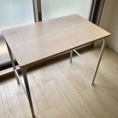 美品　無印良品 スチールパイプテーブル オフ白 折りたたみ式 の画像