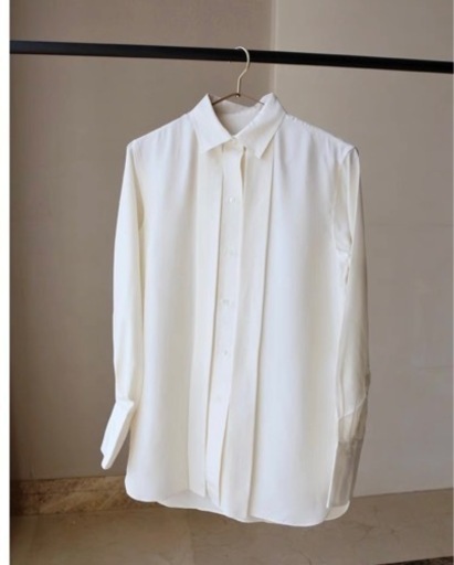 100%シルクシャツ White