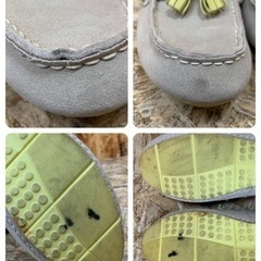 C(6320) クラークス CLARKS デッキシューズ ベロア生地 メンズ 靴 タッセル ライトグレー ライトイエローの画像