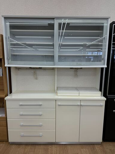★ジモティ割あり★  食器棚 ホワイト H206×W159×D45 クリーニング済み KJ5156