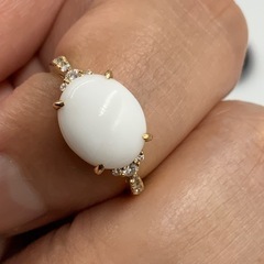 珊瑚　K18 18金　指輪　リング　ダイヤモンドリング　1.8g 約9号　2ctの画像