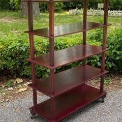 ② 茶道具 水谷棚 配膳棚 五段 キャスター付 組立式 検 懐石道具 煎茶道具 の画像